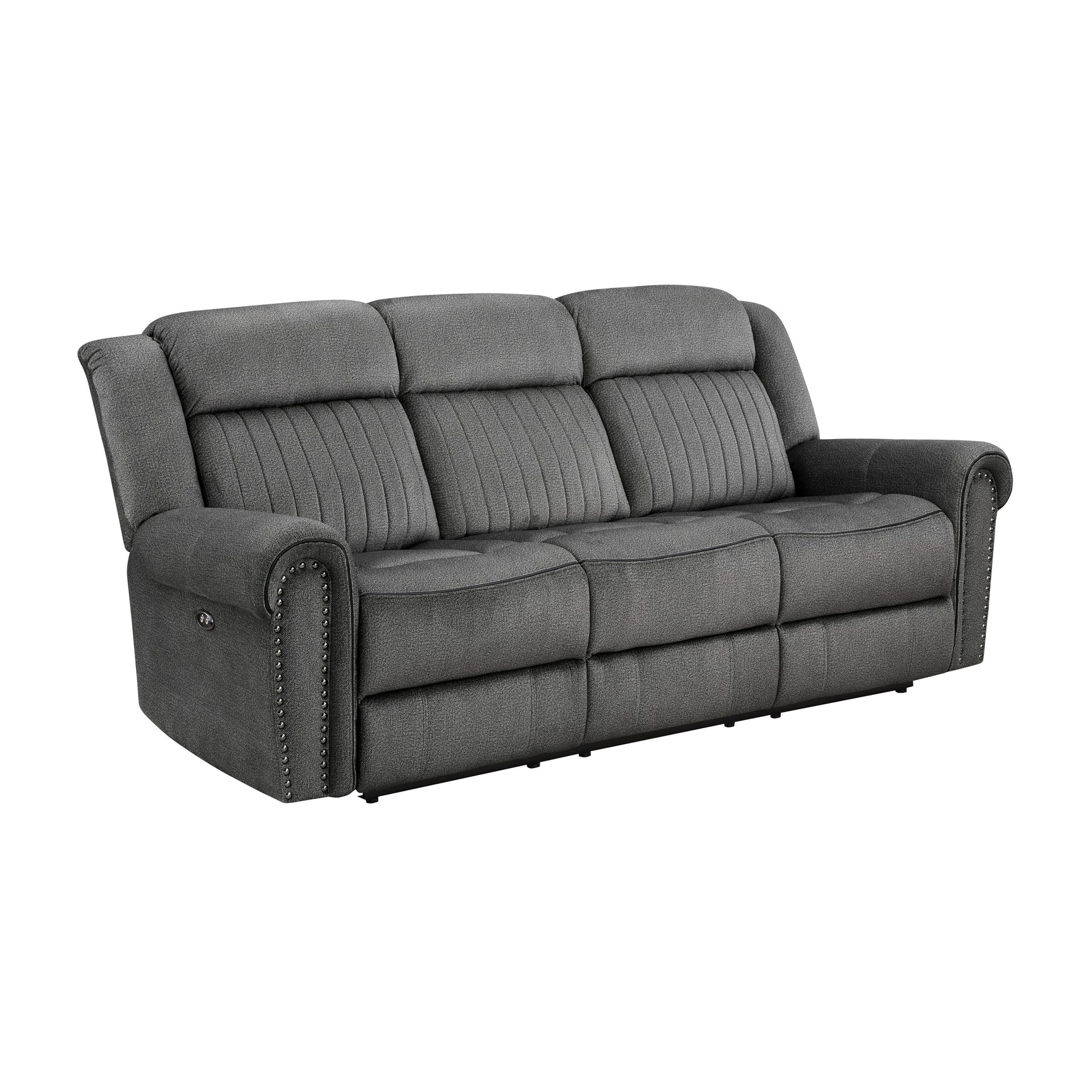 Brennen Charcoal Power Double Reclining Sofa - Ornate Home