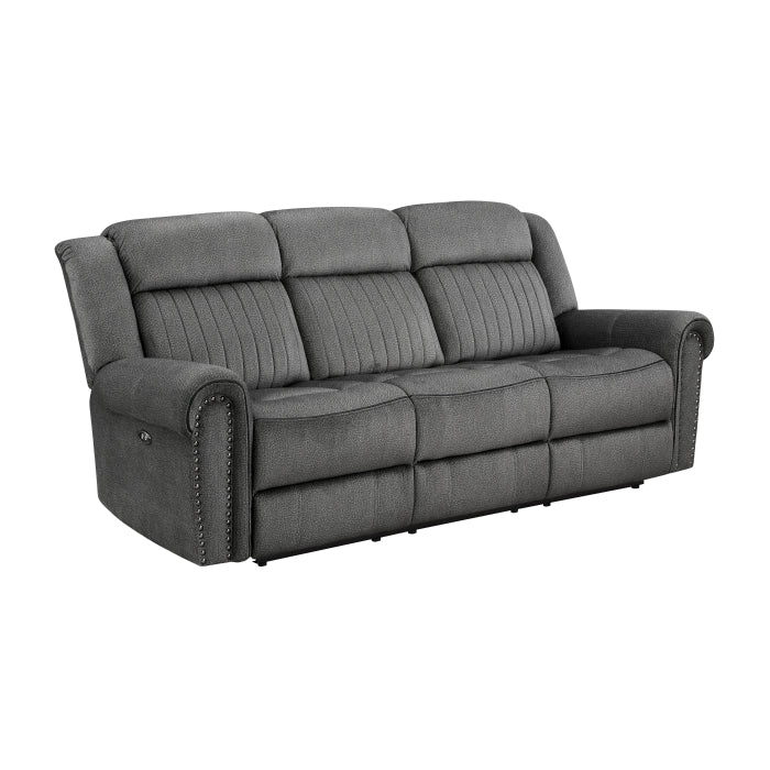 Brennen Charcoal Power Double Reclining Sofa - Ornate Home