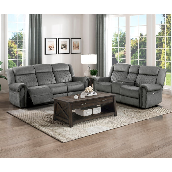Brennen Charcoal Power Double Reclining Sofa - Ornate Home