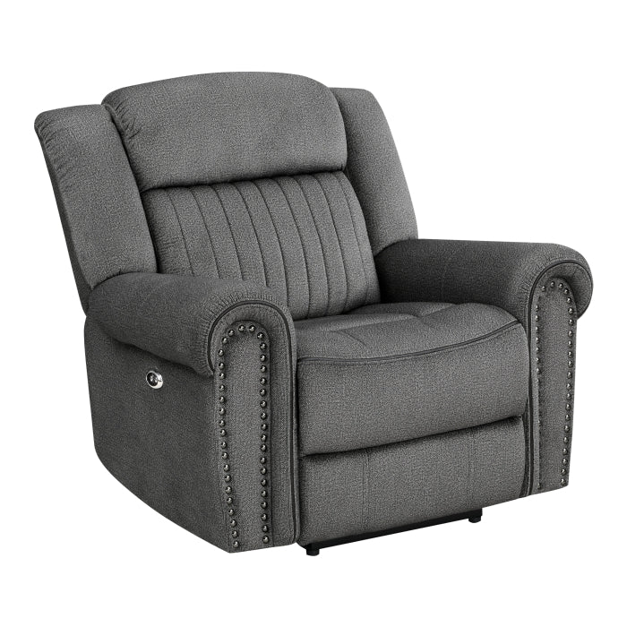 Brennen Charcoal Power Reclining Chair - Ornate Home