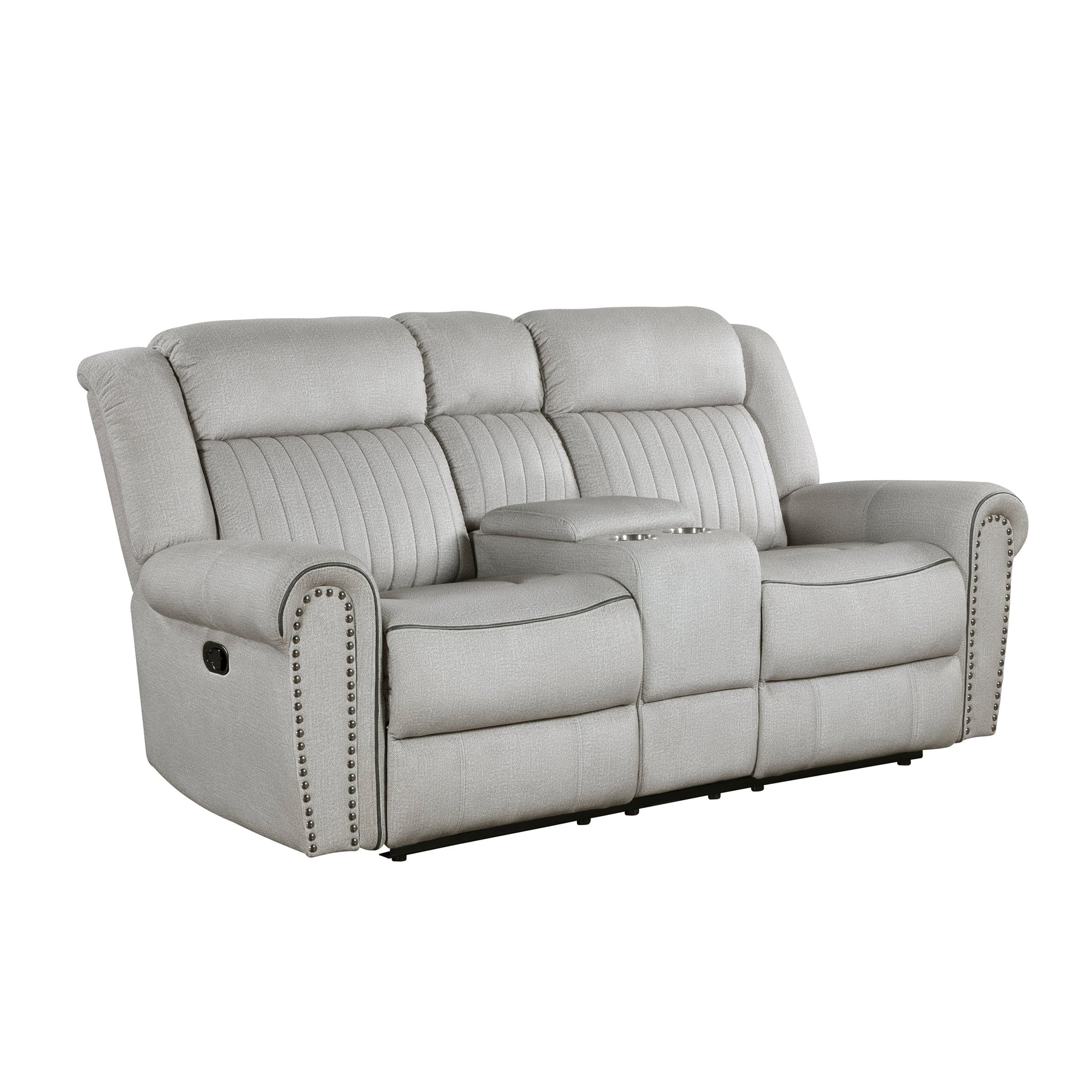Brennen Mist Gray Double Reclining Loveseat - Ornate Home