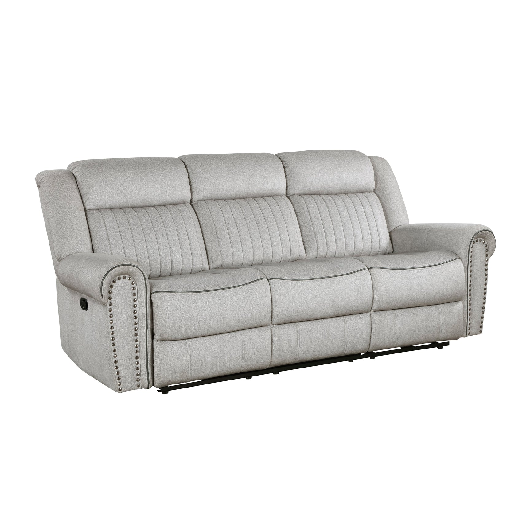Brennen Mist Gray Double Reclining Sofa - Ornate Home