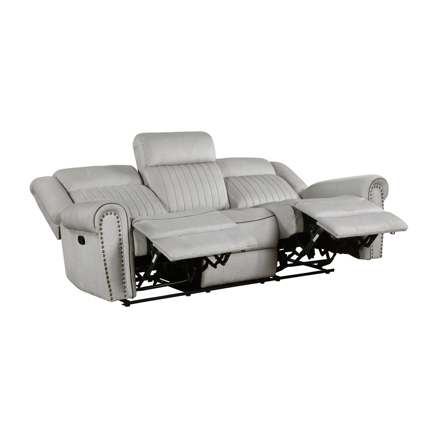 Brennen Mist Gray Double Reclining Sofa - Ornate Home