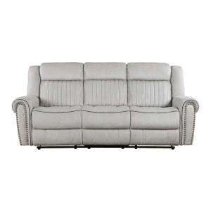 Brennen Mist Gray Double Reclining Sofa - Ornate Home