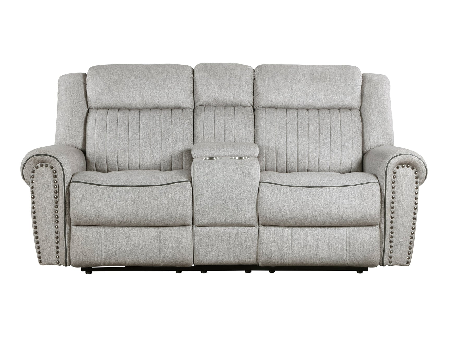 Brennen Mist Gray Power Double Reclining Loveseat - Ornate Home