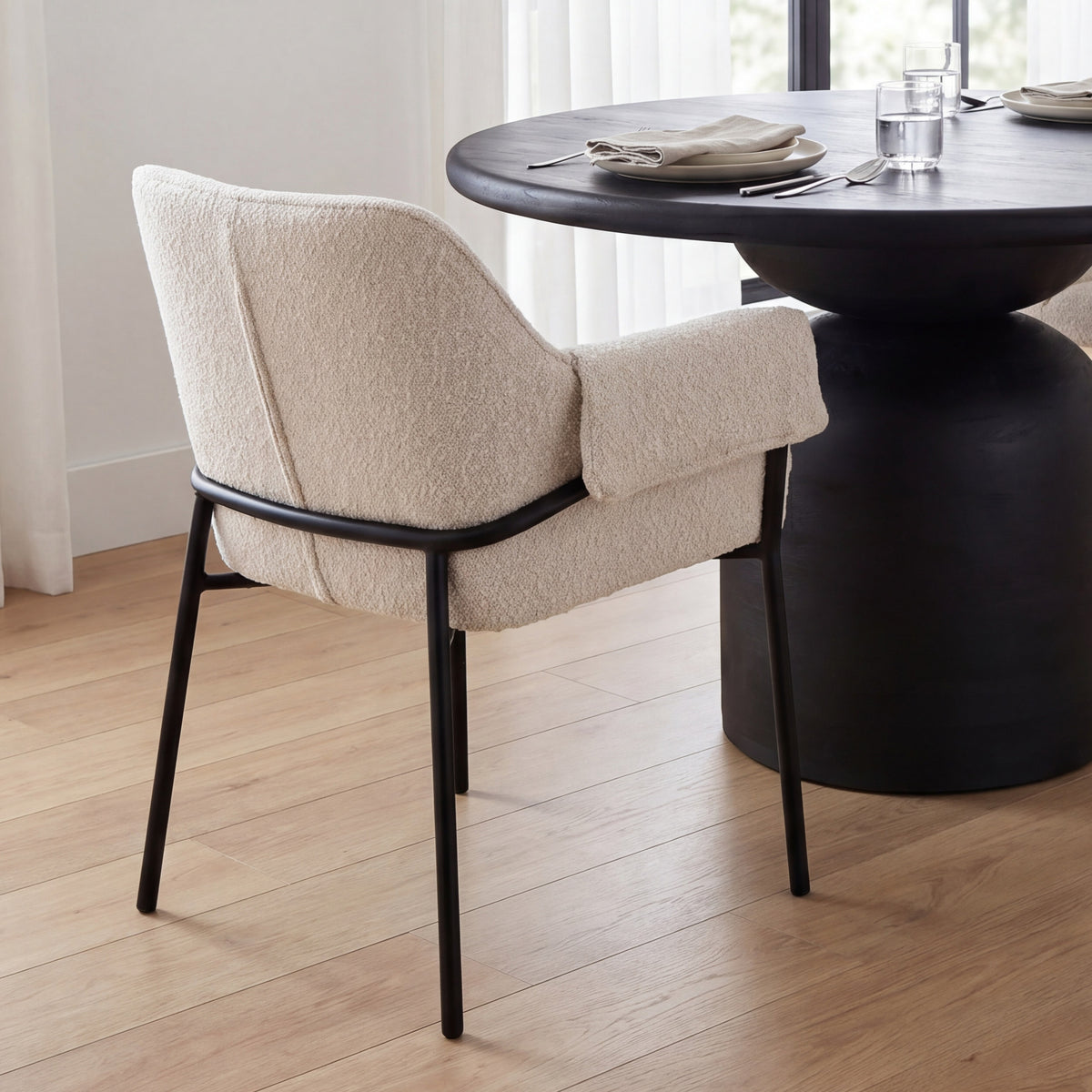 Brently Cream Curved Back Dining Arm Chair (Set of 2) - Ornate Home