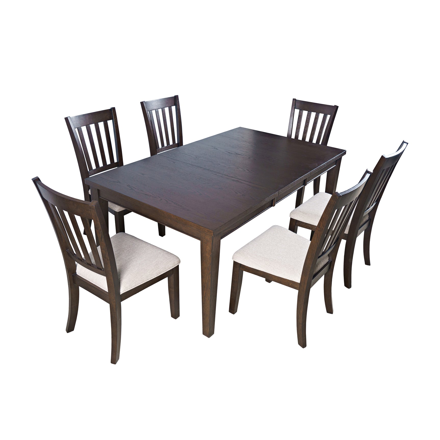 Brentwood Arbor Oak 72 Extension Dining Table w/ 6 Slat Back Chairs - Ornate Home