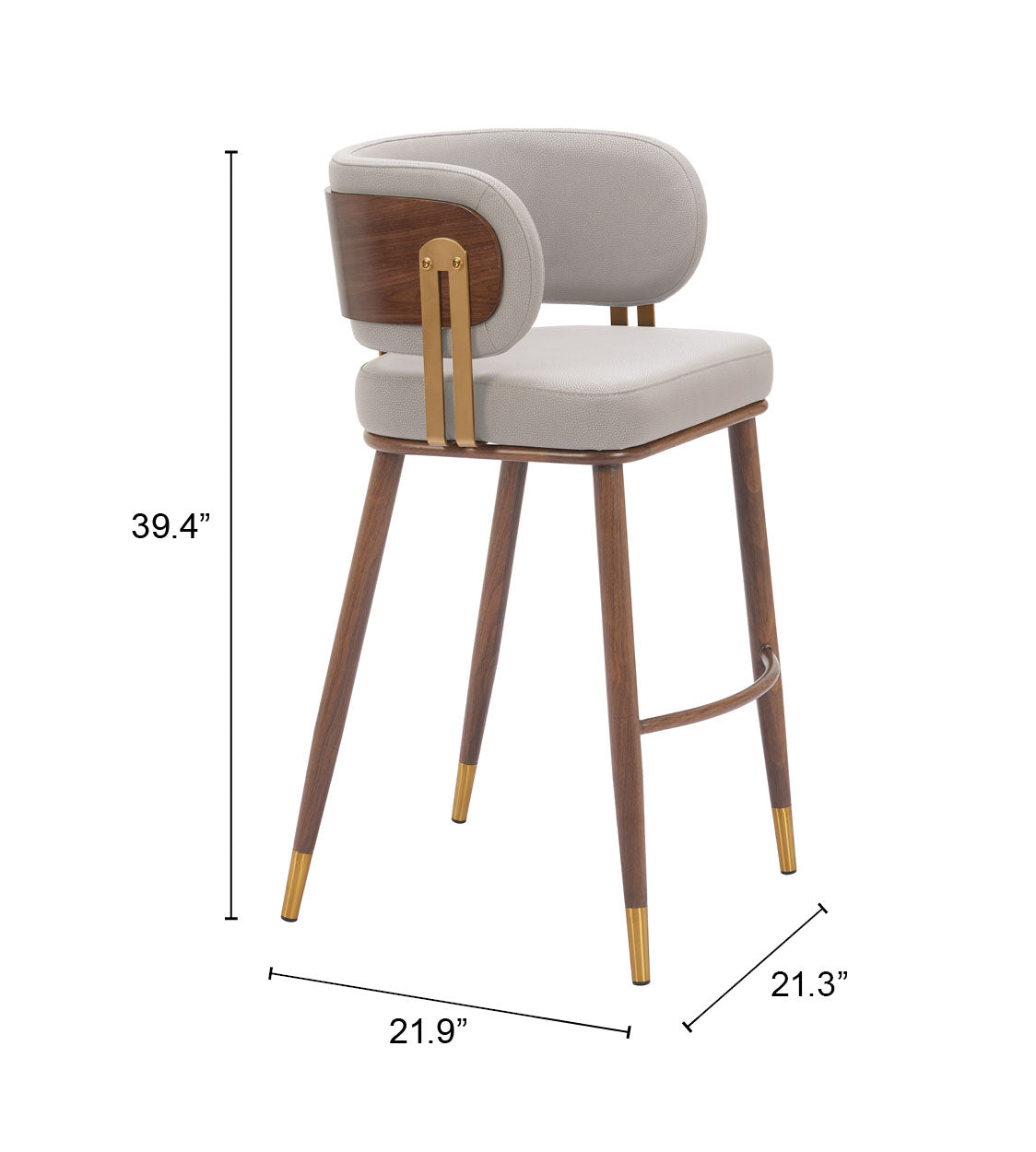 Brew Beige & Walnut Barstool - Ornate Home