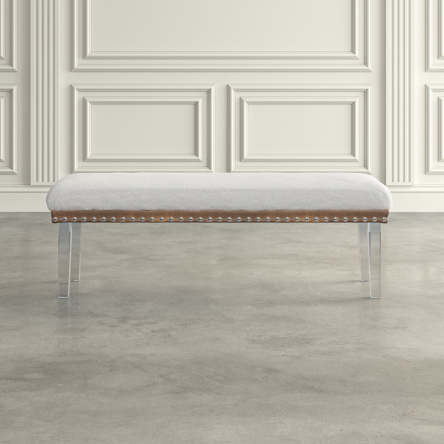 Brianna Snow Faux Fur Bench - Ornate Home