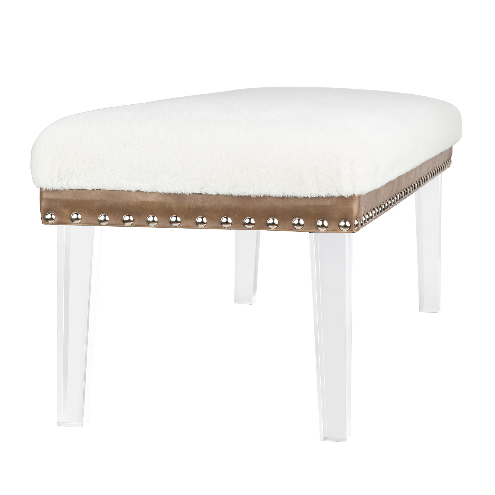 Brianna Snow Faux Fur Bench - Ornate Home