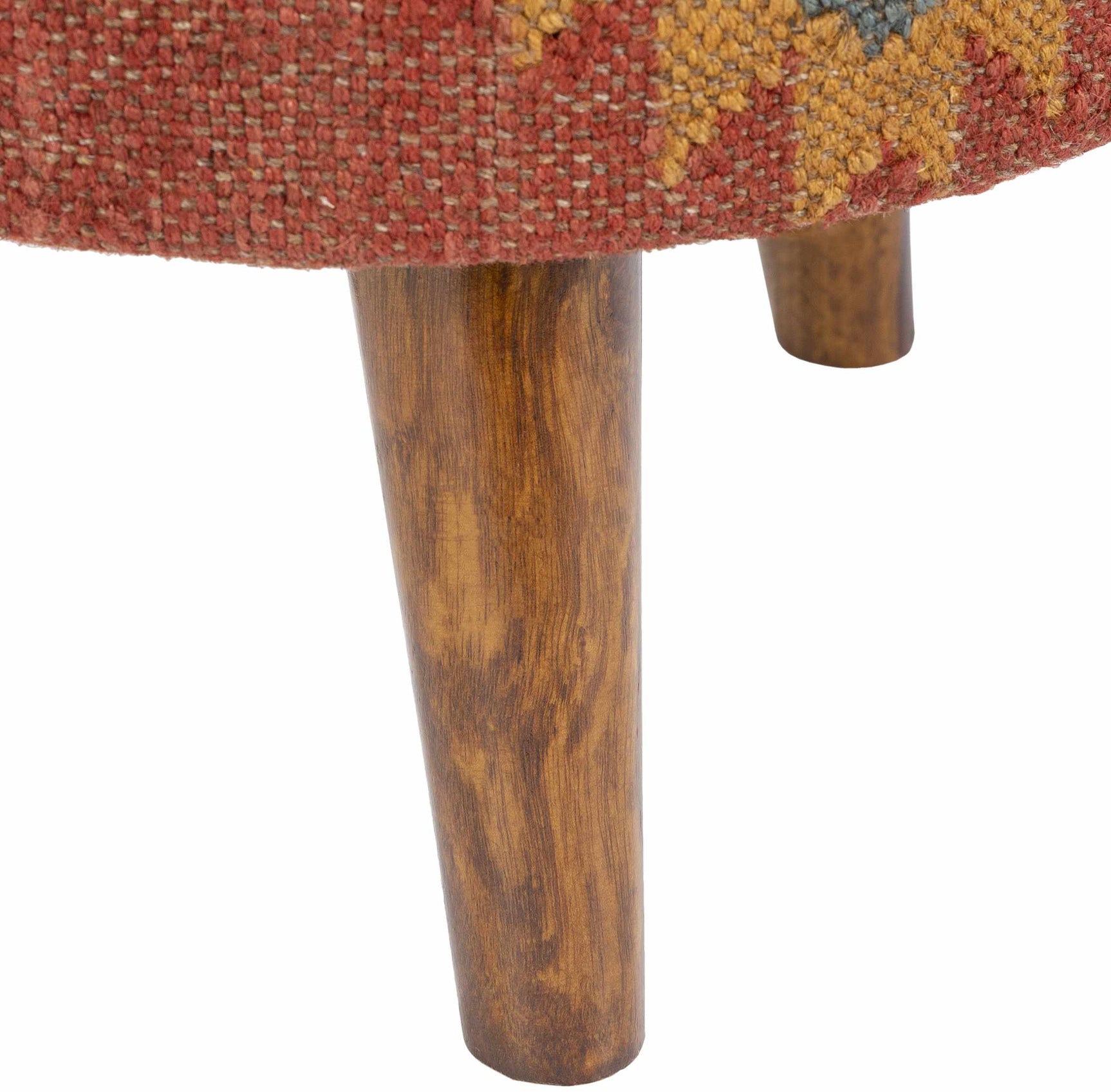 Brick Red Wood Frame Ottoman Stool - Clearance - Ornate Home