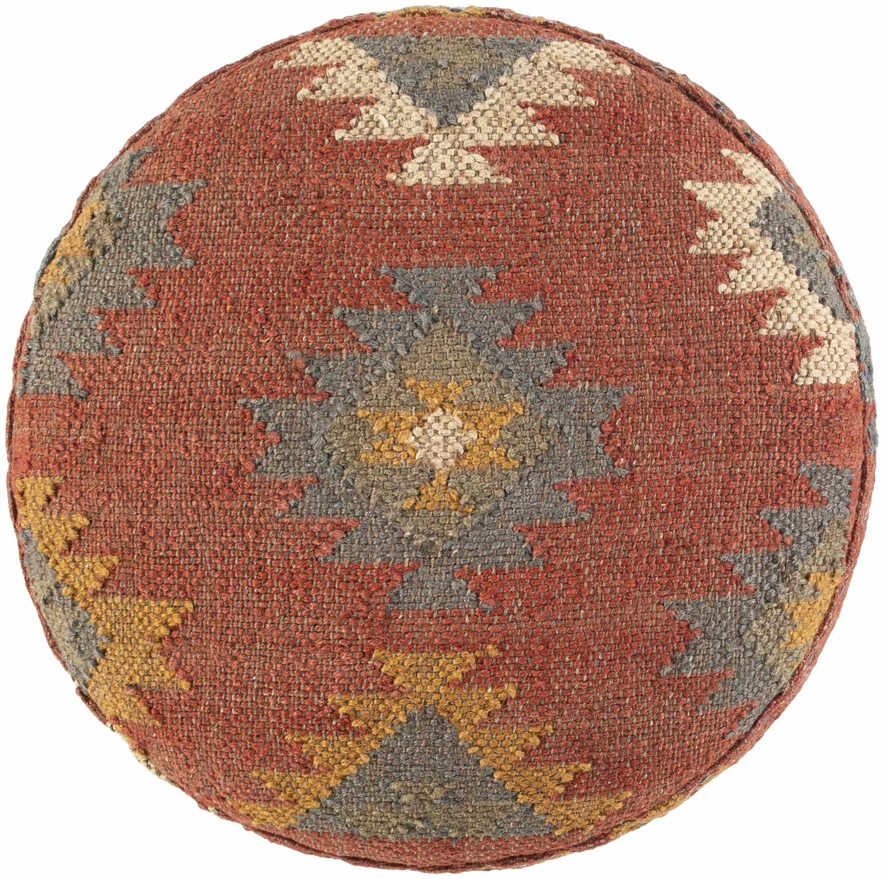 Brick Red Wood Frame Ottoman Stool - Ornate Home