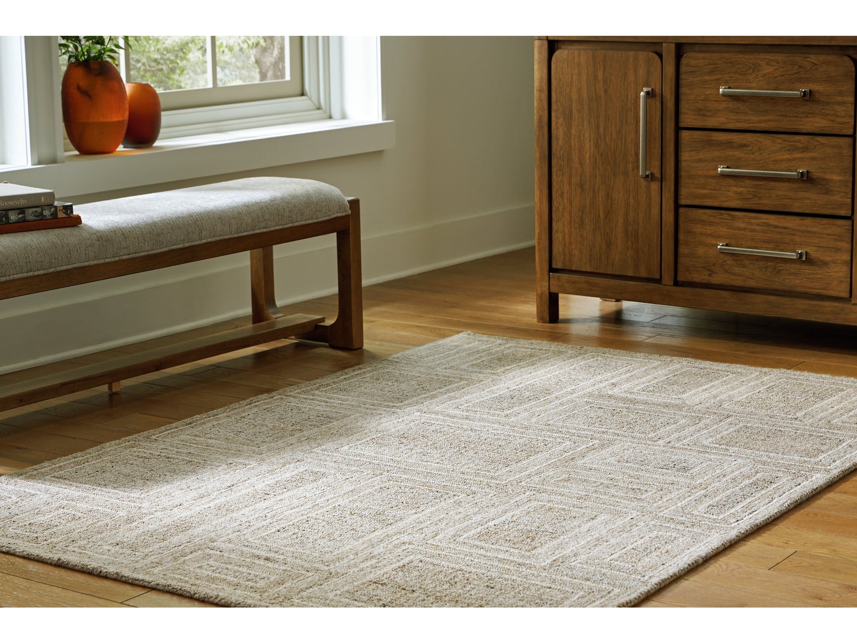 Brickburgh Gray/Ivory/Honey Medium Rug - Ornate Home