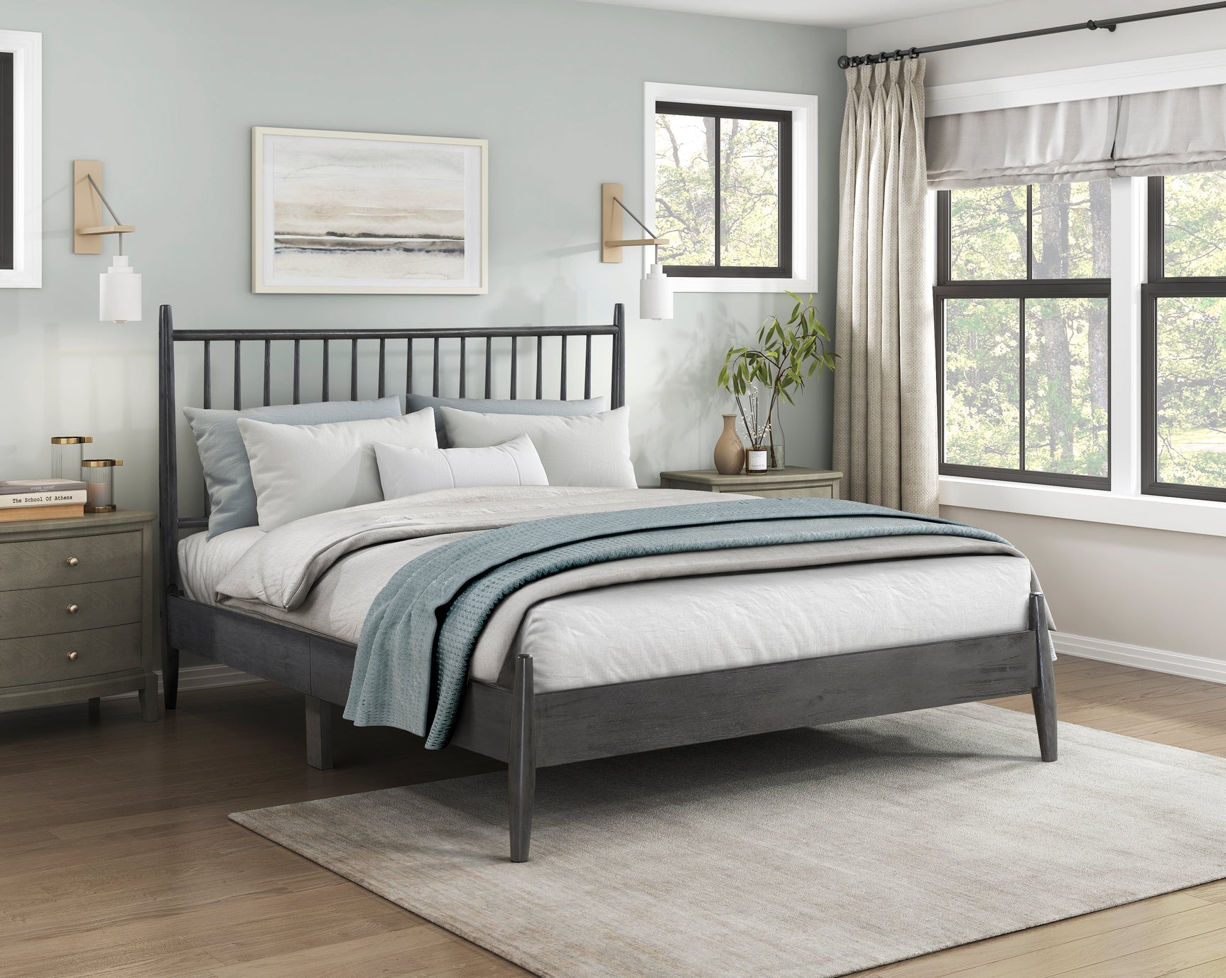 Brickell Gray Full Platform Bed - Ornate Home