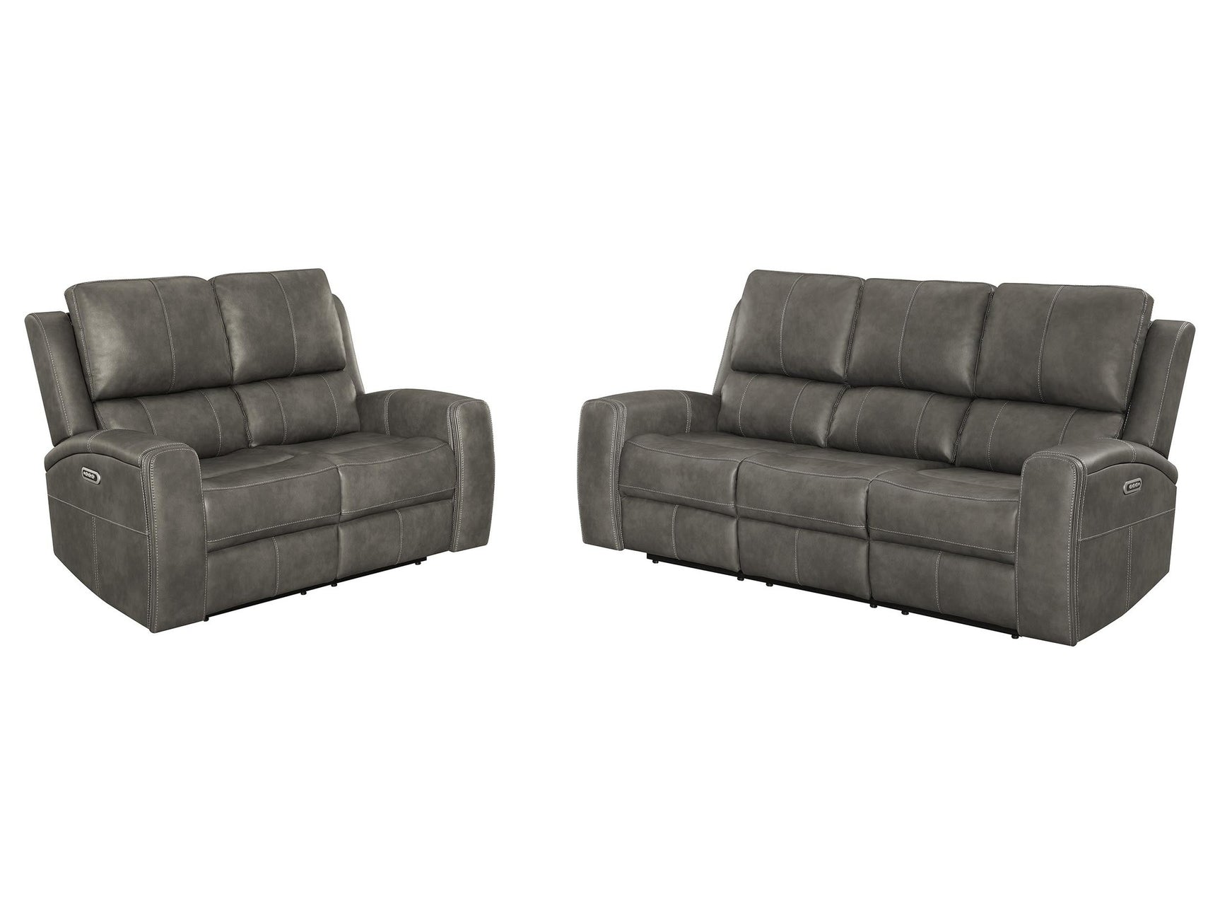 Brickston Charcoal 2-piece Triple Power Reclining Sofa Set - Ornate Home