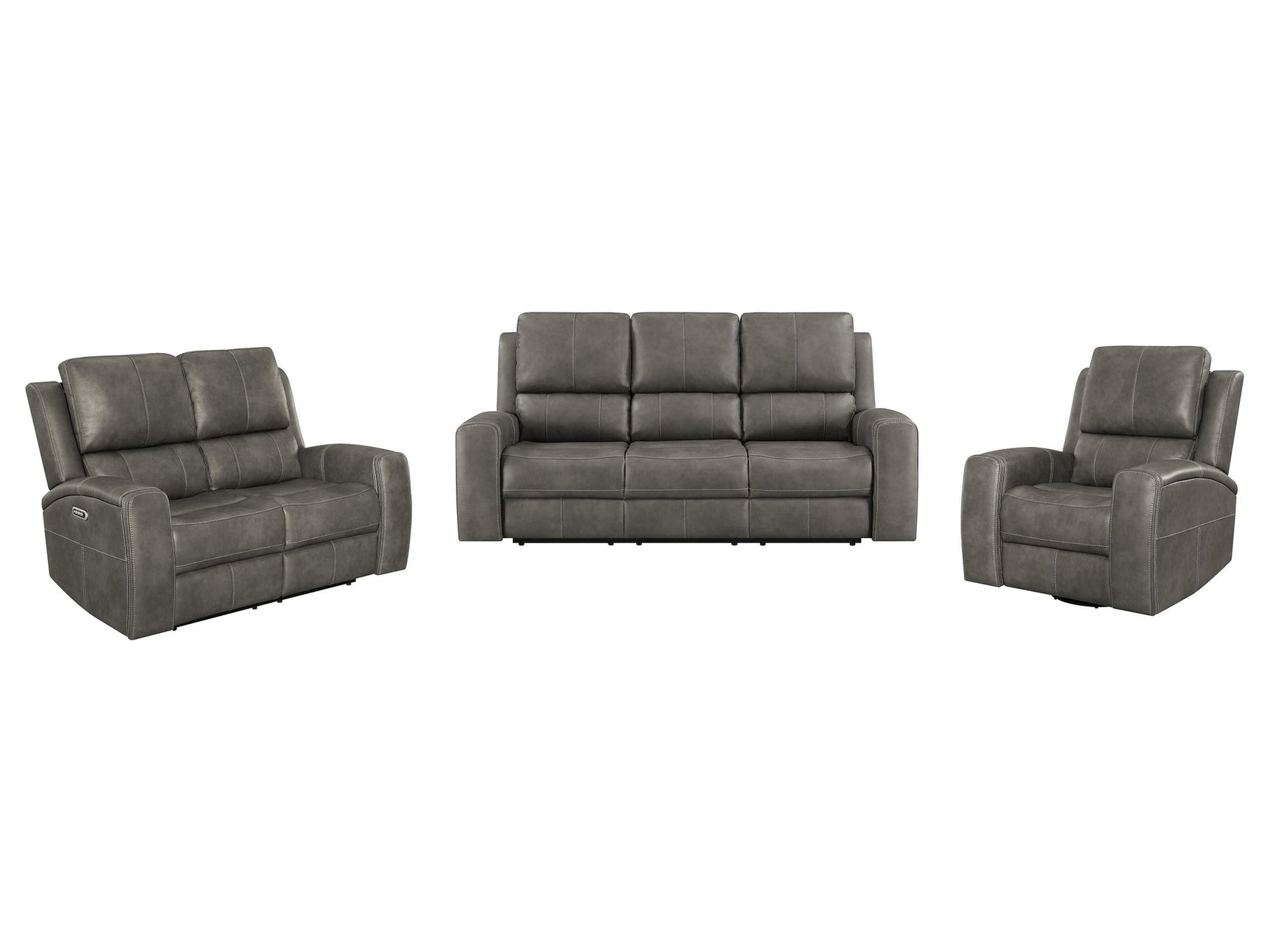 Brickston Charcoal 3-piece Triple Power Reclining Sofa Set - Ornate Home