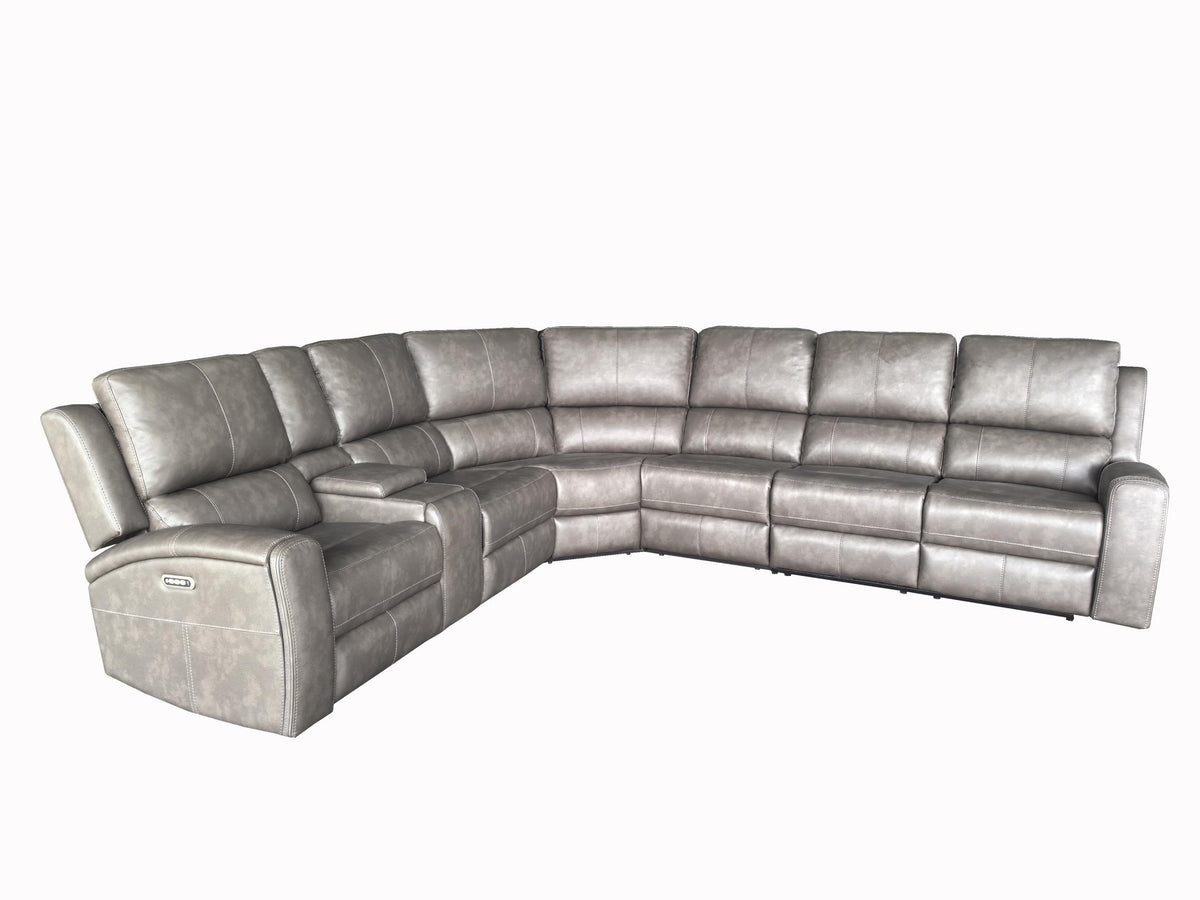 Brickston Charcoal Lumen 4-Piece Faux Leather Triple Power Reclining Sectional - Ornate Home