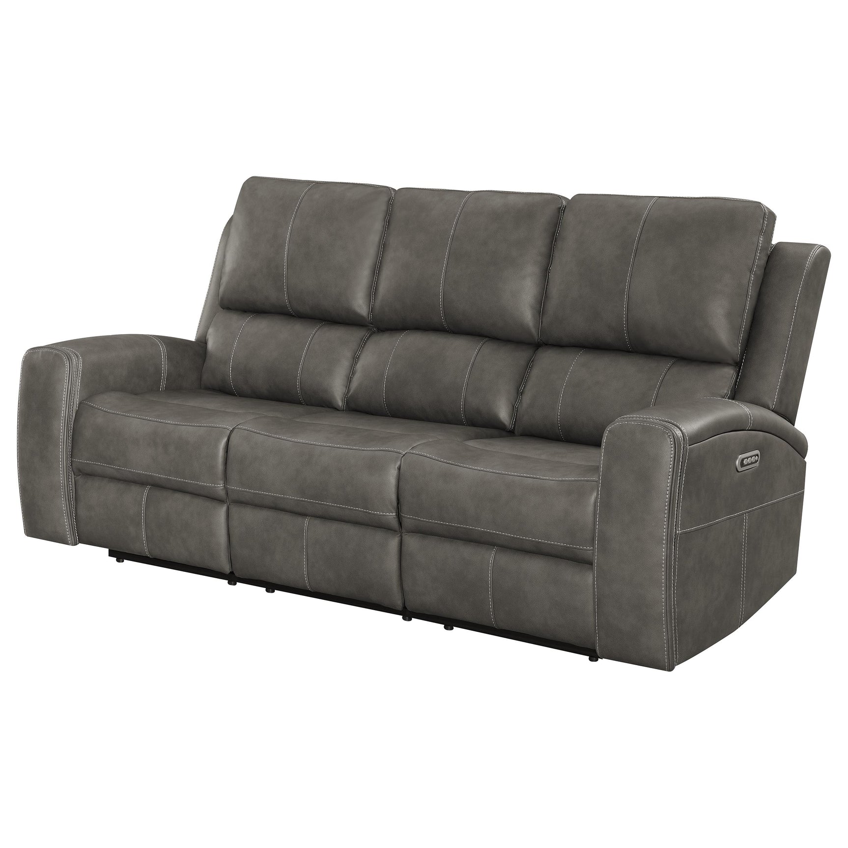Brickston Charcoal Triple Power Reclining Sofa - Ornate Home