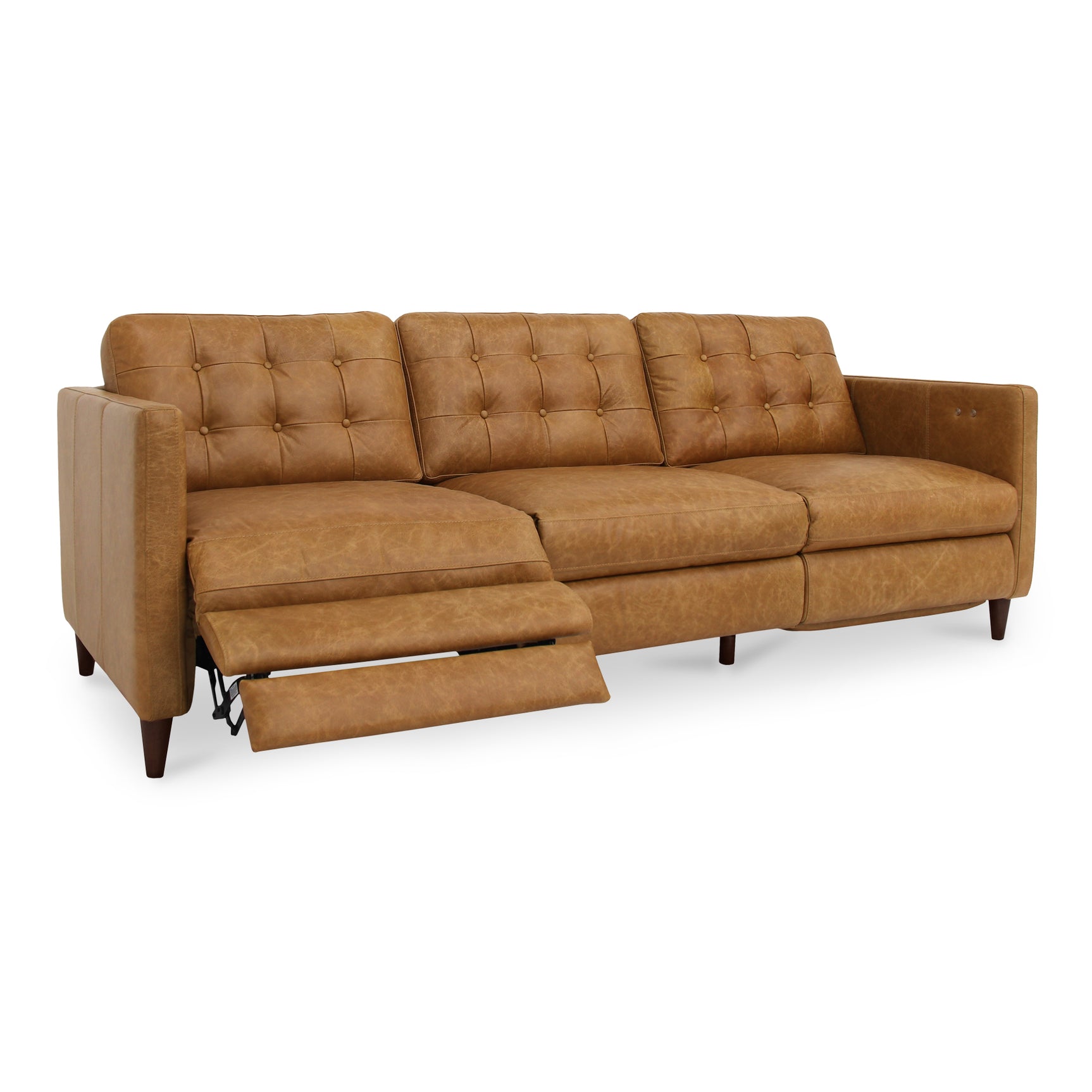 Bridgers Tan Leather Power Recliner Sofa - Ornate Home