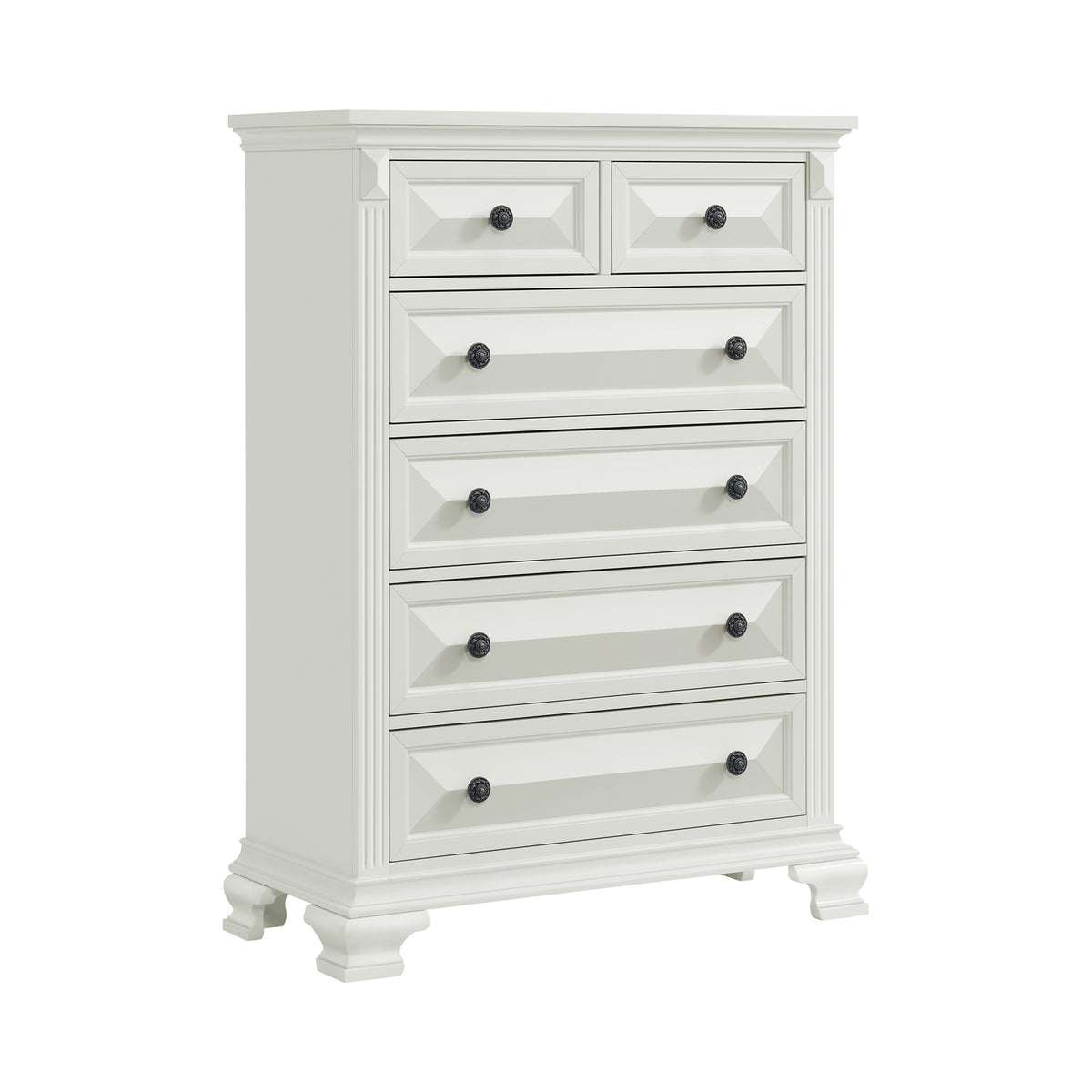 Bridgestone Antique White 3-Piece King Panel Bedroom Set - Ornate Home