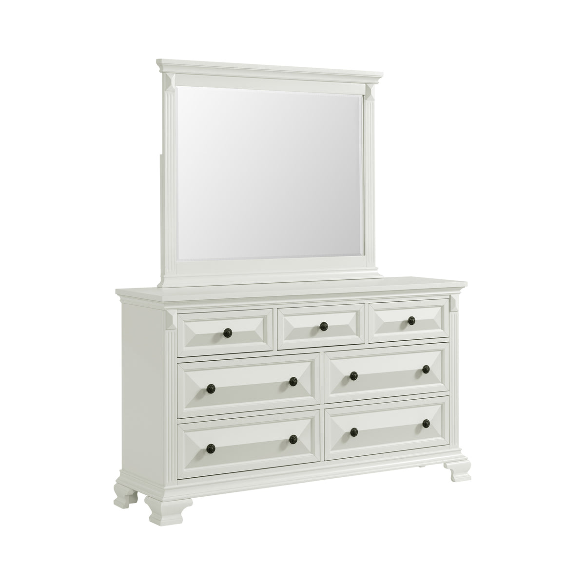 Bridgestone Antique White 5-Piece Queen Panel Bedroom Set - Ornate Home