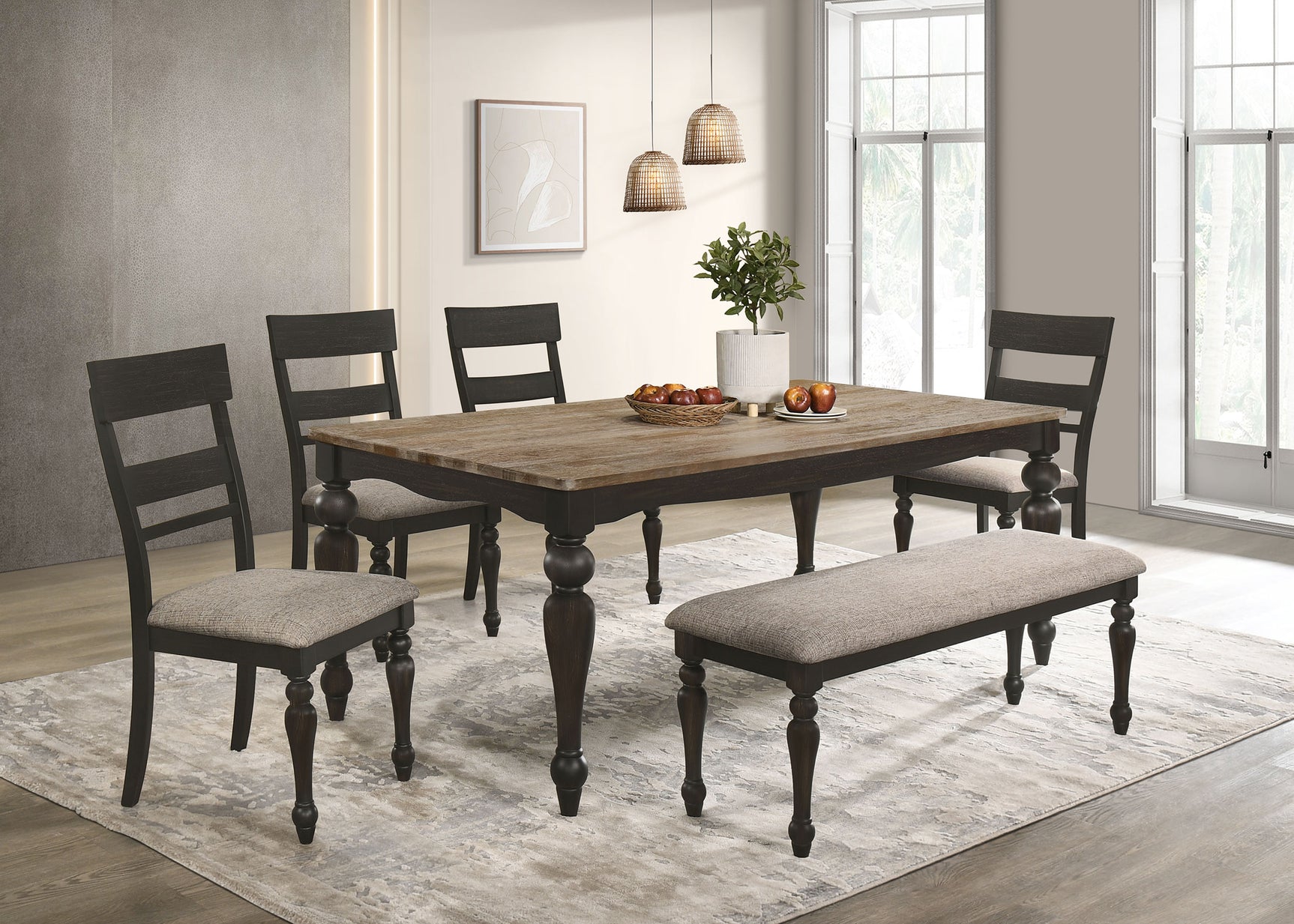 Bridget Charcoal Sandthrough Dining Bench - Ornate Home