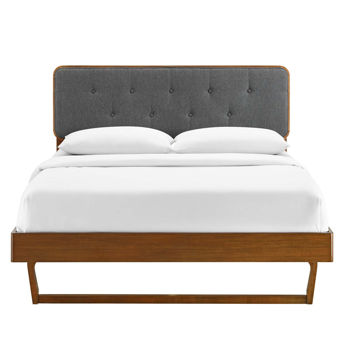 Bridgette Walnut/Charcoal Wood King Platform Bed With Angular Frame - Ornate Home
