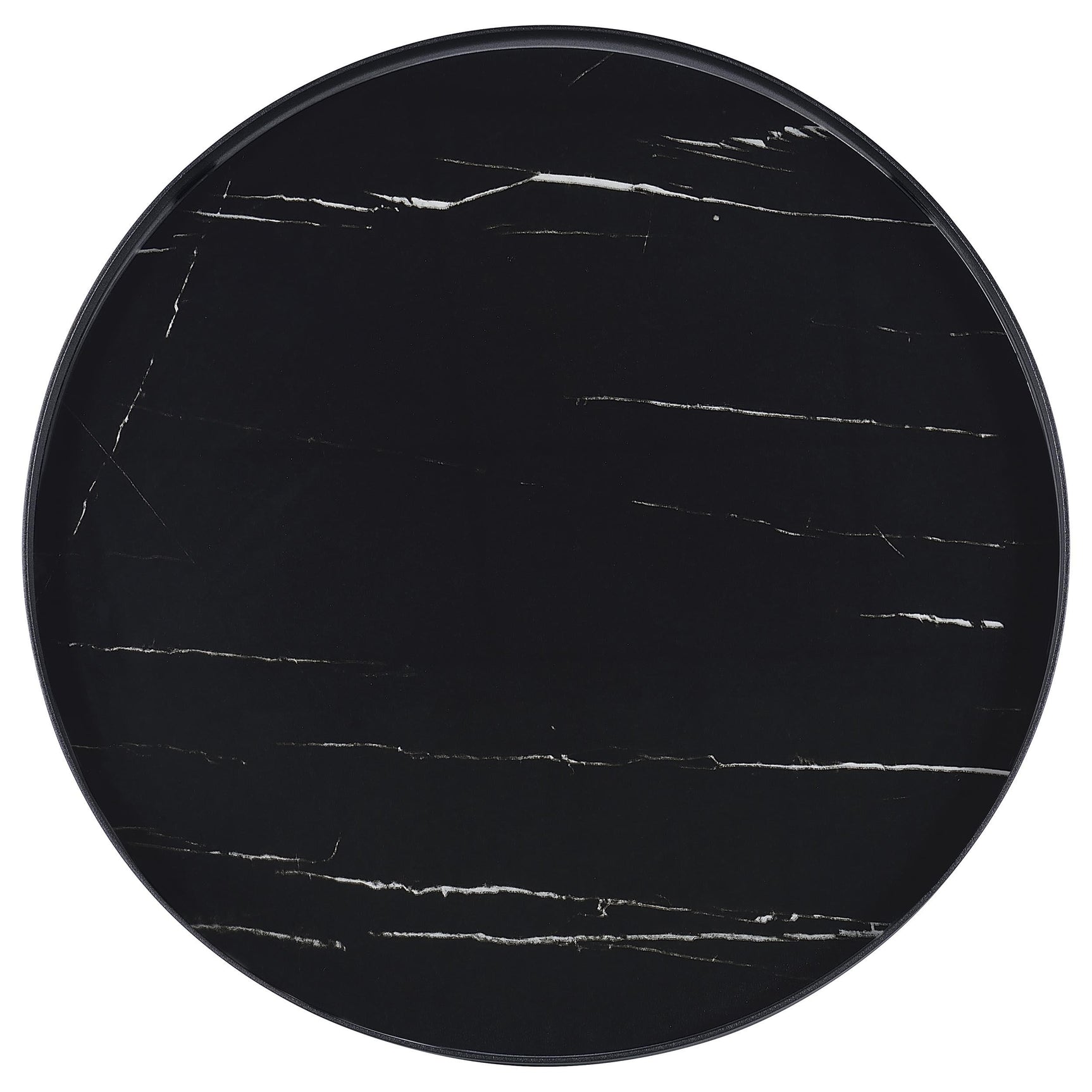 Briggs Black Round Marble Printed Glass Top End Table - Ornate Home