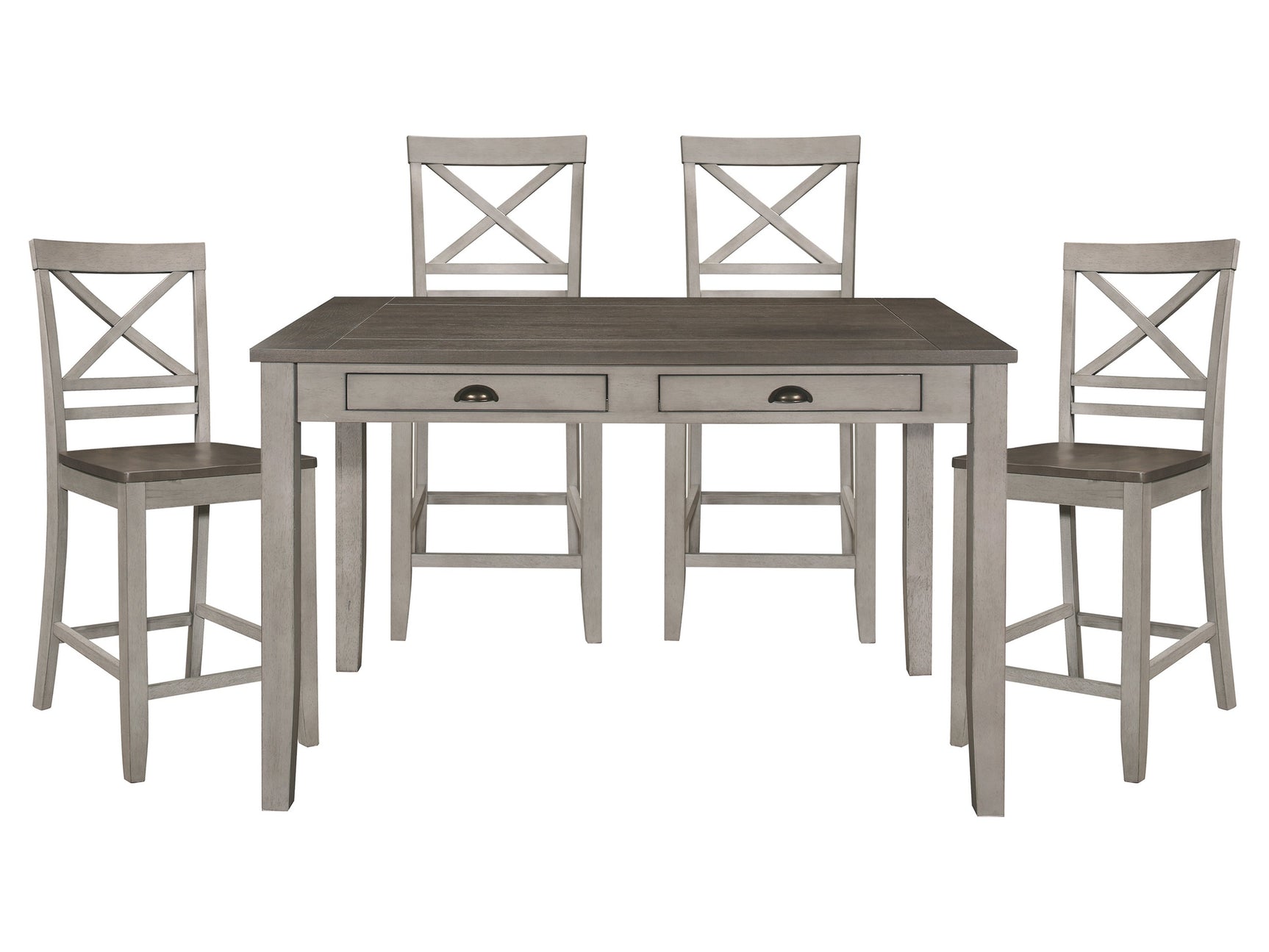 Brightleaf Brown / Light Gray 5-piece Dinig Table Set - Ornate Home