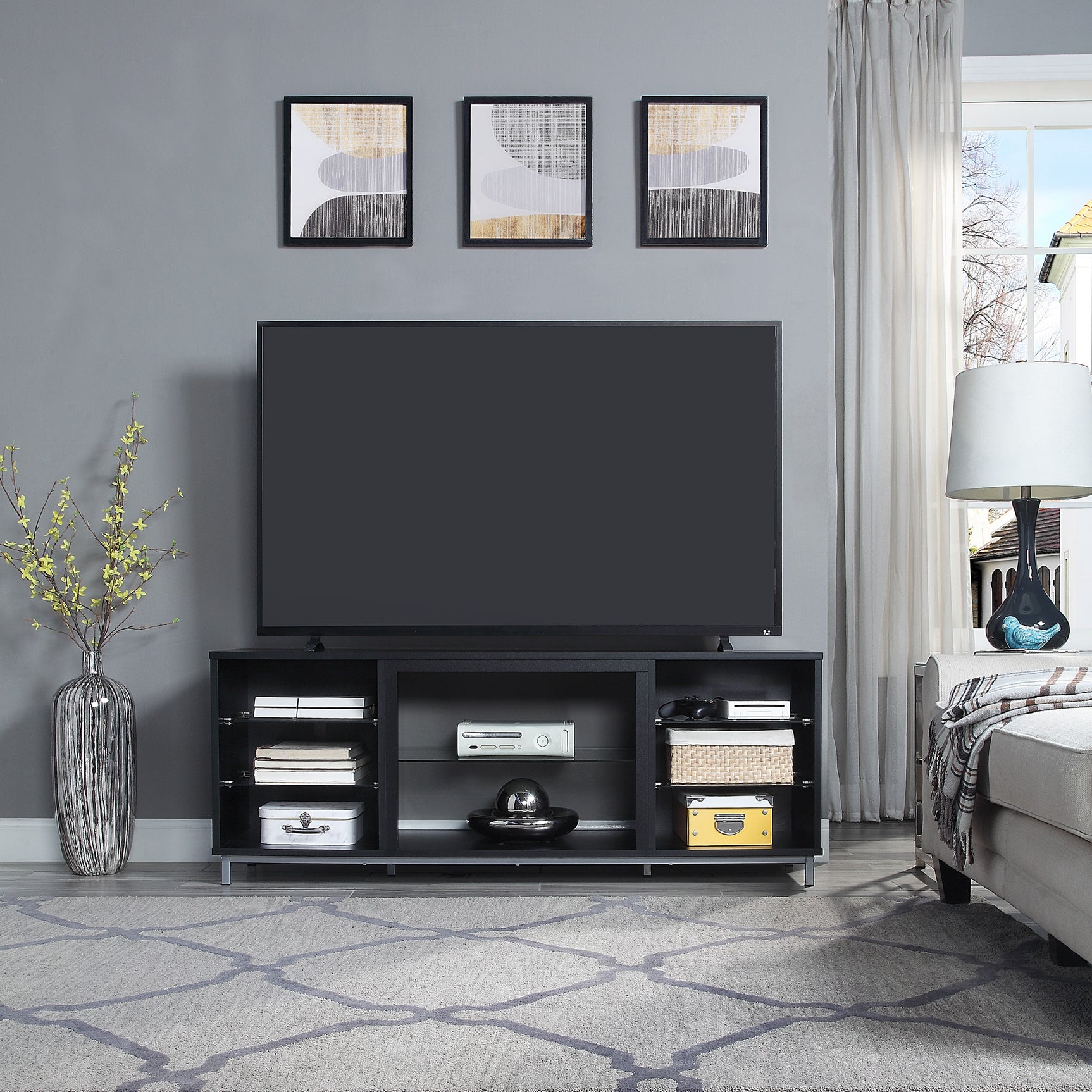 Brighton 60" TV Stand in Onyx - Ornate Home