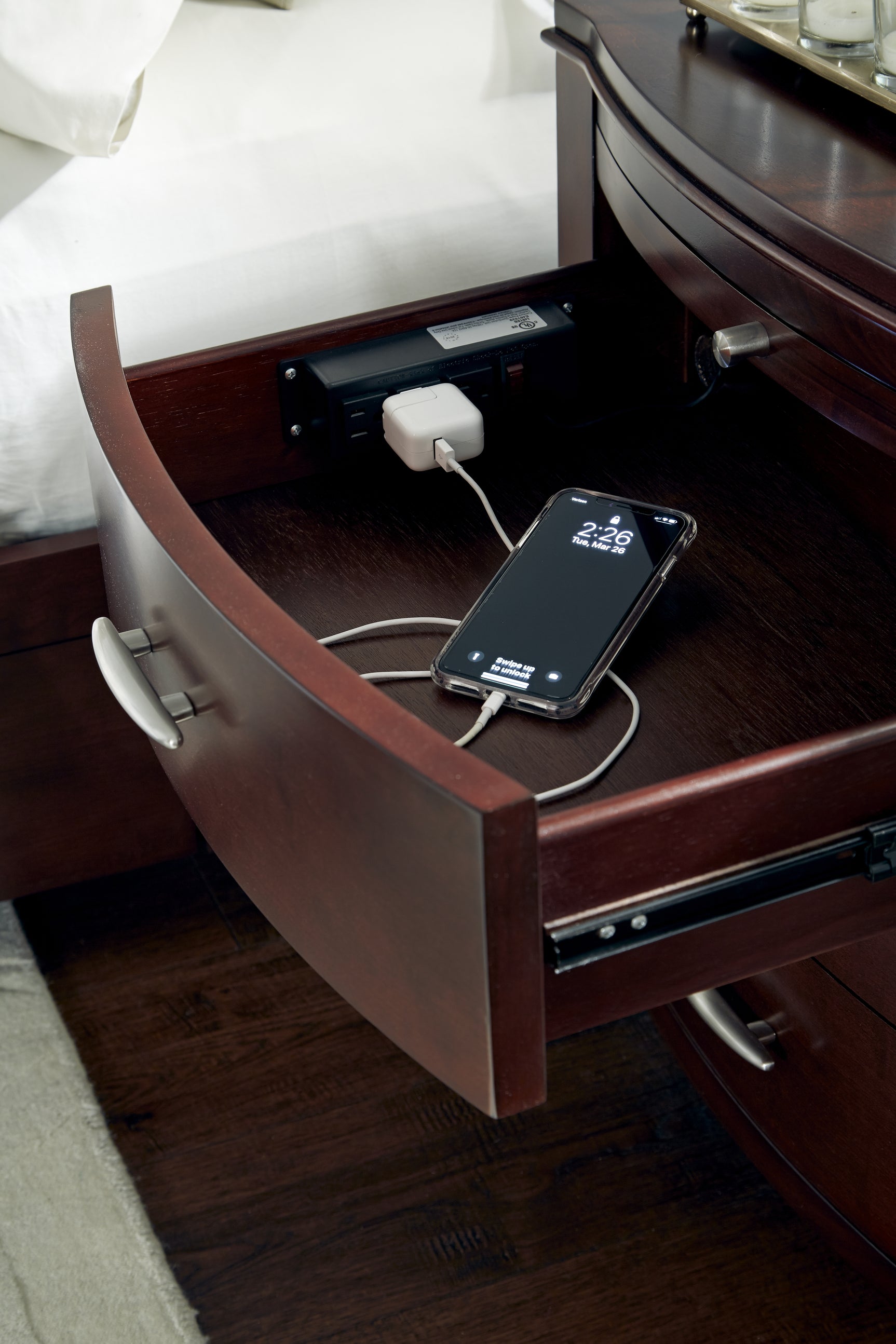 Brighton Charging Station Nightstand in Cinnamon - Ornate Home