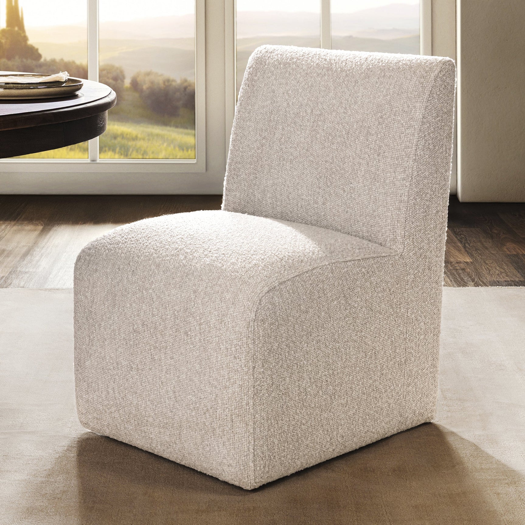 Brighton Coastal Sand Dining Chair with Casters - Ornate Home