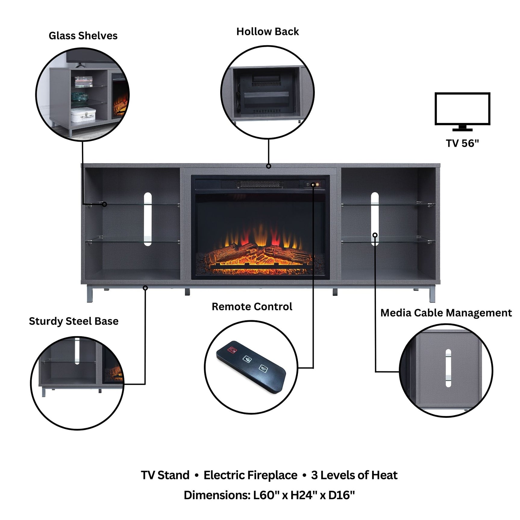 Brighton Fireplace in Grey - Ornate Home