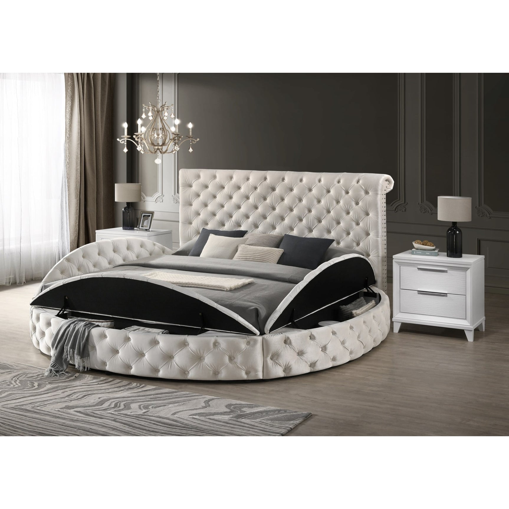 Brigitte Ivory Queen Storage Bed - Ornate Home