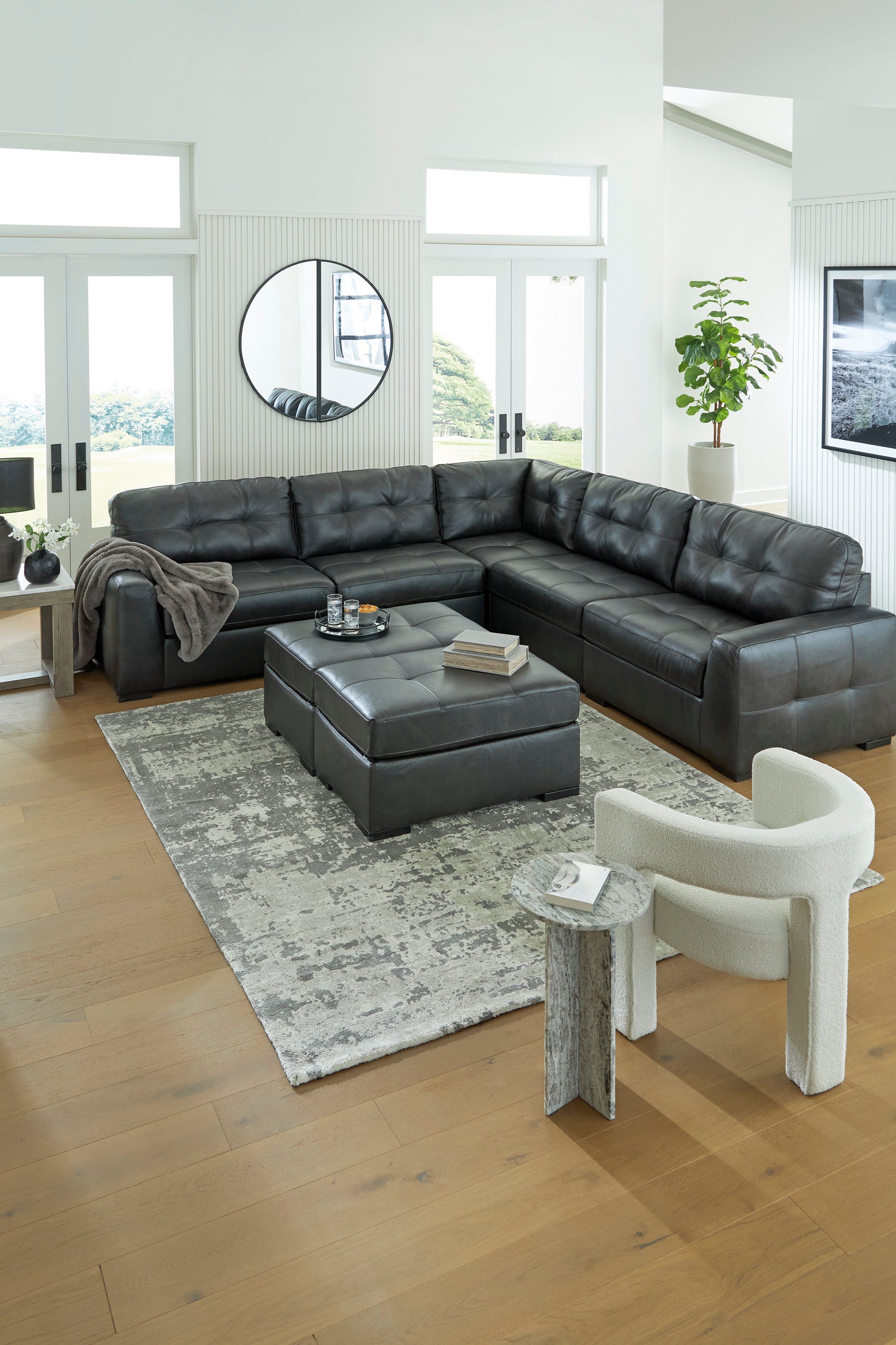 Brindley Pier Fog Oversized Accent Ottoman - Ornate Home