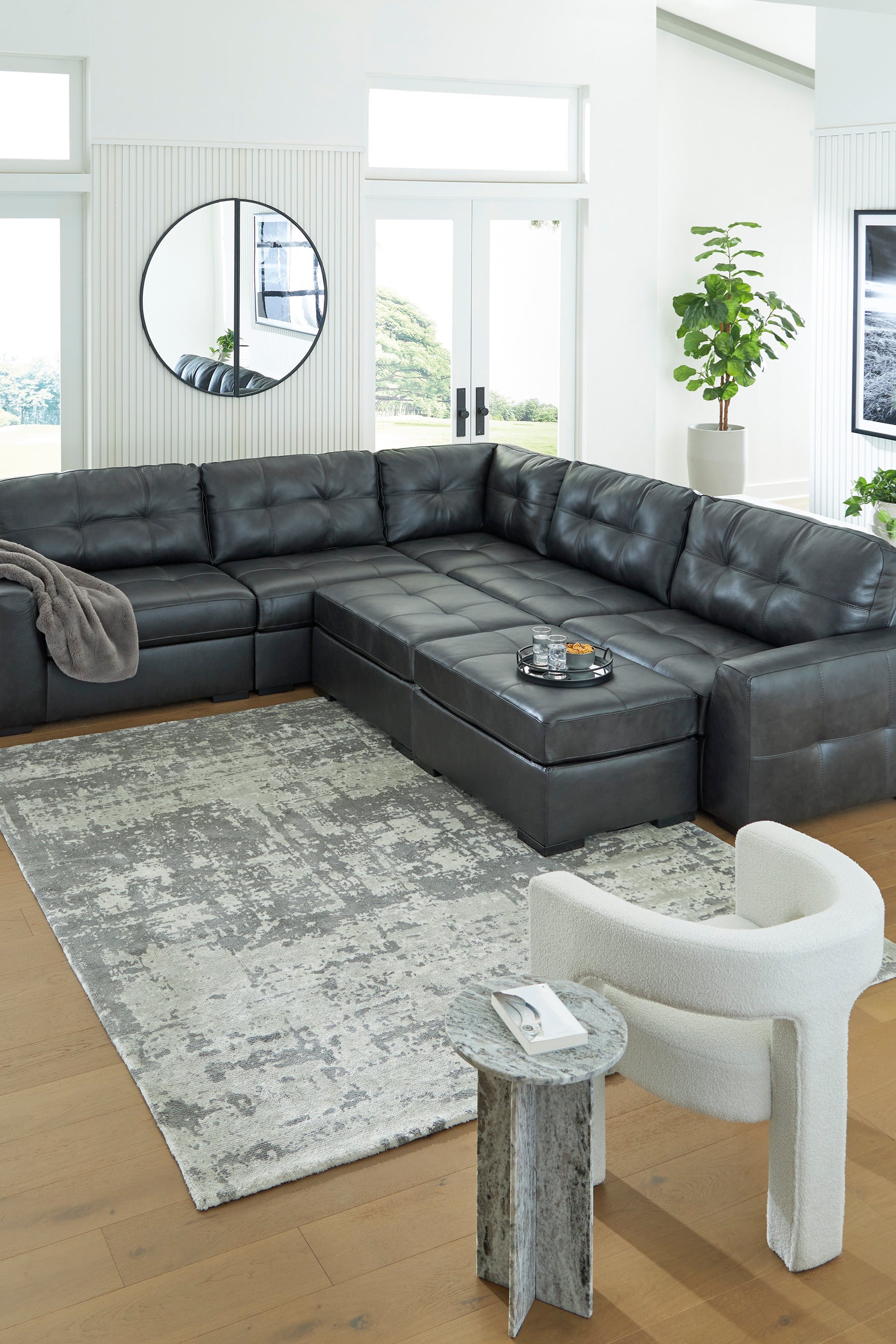 Brindley Pier Fog Oversized Accent Ottoman - Ornate Home