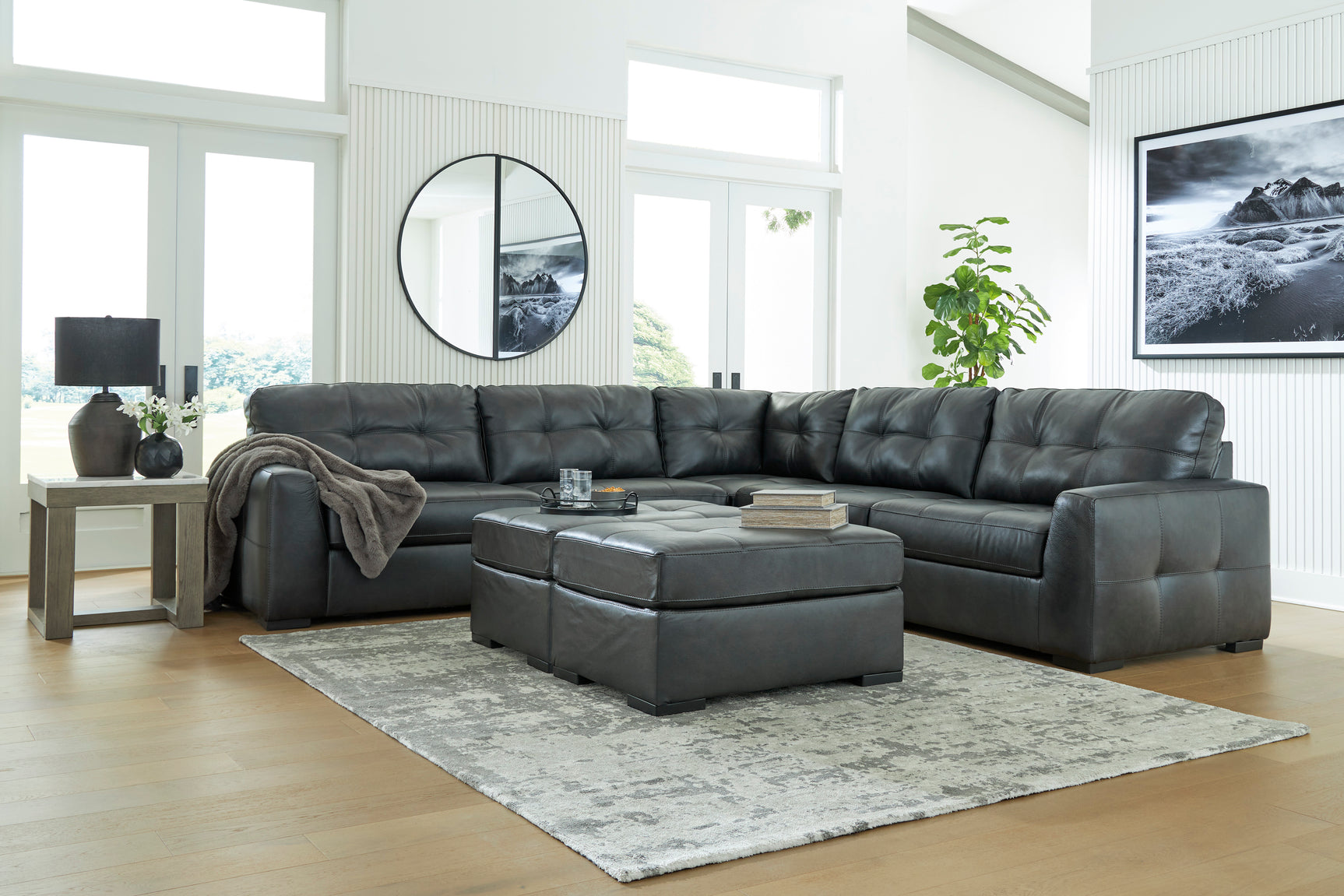 Brindley Pier Fog Oversized Accent Ottoman - Ornate Home