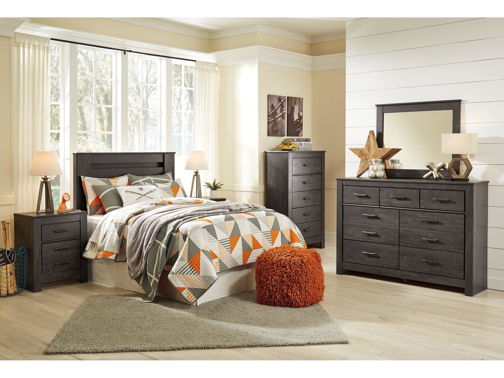 Brinxton Queen/Full Panel Headboard, Dresser and Mirror - Ornate Home