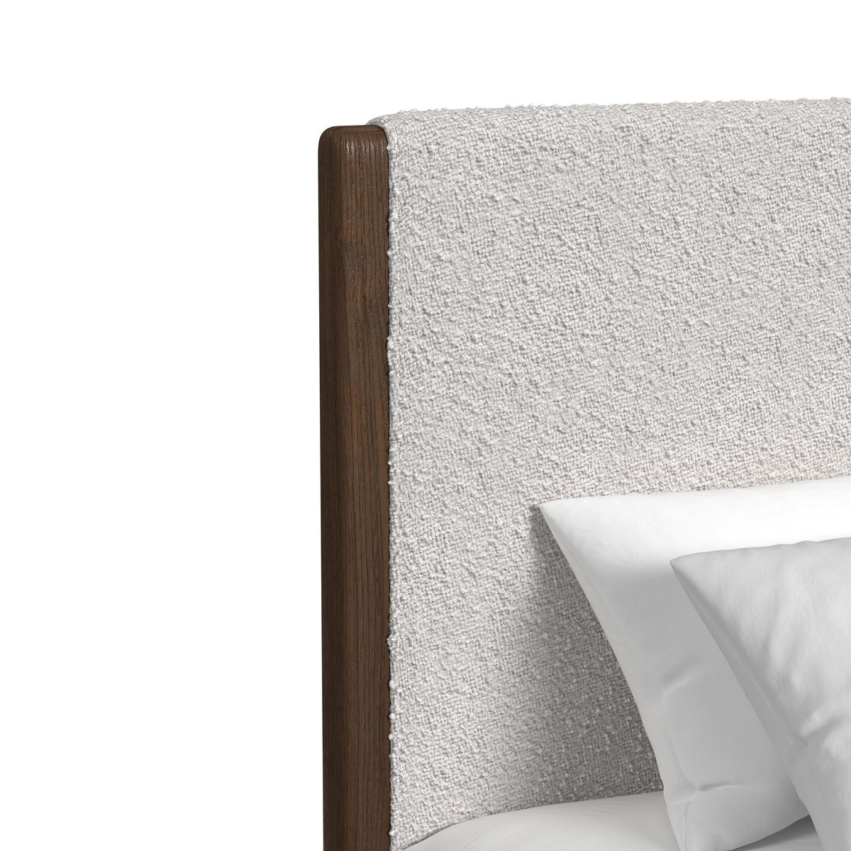 Brisbane Brown Queen UPH Bed with Boucle Beige and LED - Ornate Home