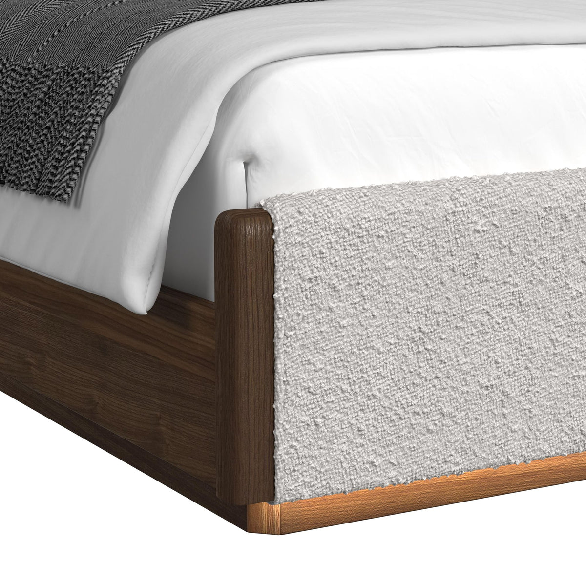 Brisbane Brown Queen UPH Bed with Boucle Beige and LED - Ornate Home
