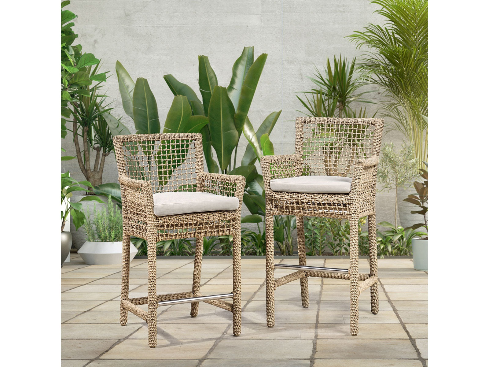 Brisbane Natural Outdoor Counter Stool - Ornate Home
