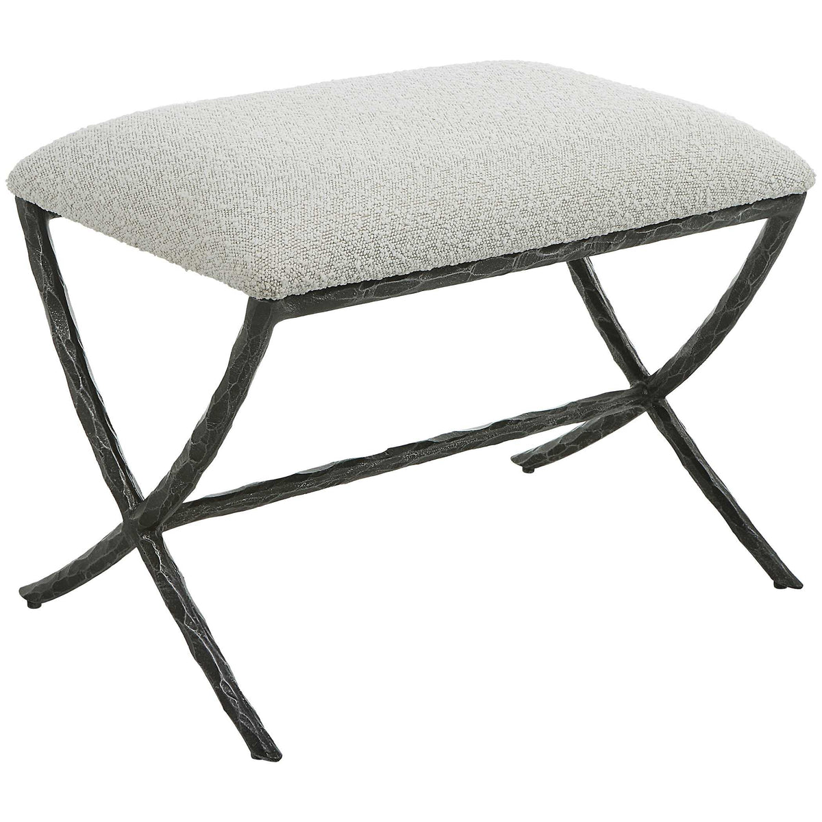 Brisby Gray Fabric Small Bench - Ornate Home