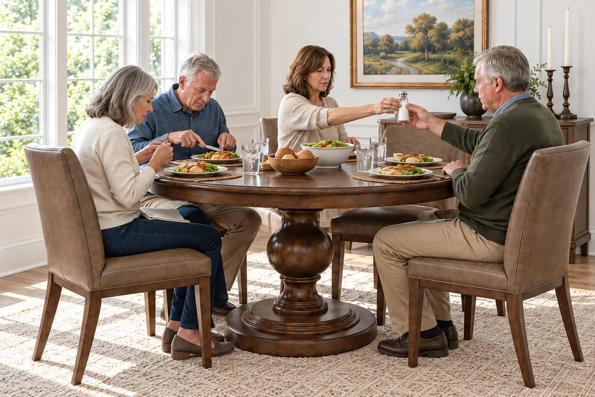 Bristol Walnut 48" Dining Table w/ 4 Chairs - Ornate Home