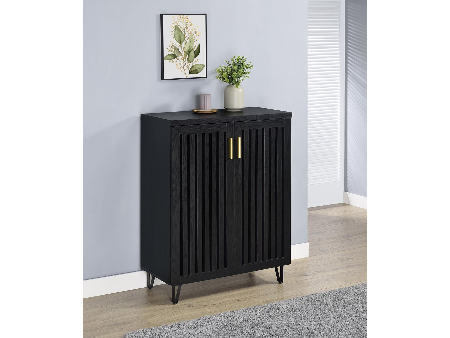 Brixton Black 2-door Entryway Shoe Storage Cabinets - Ornate Home