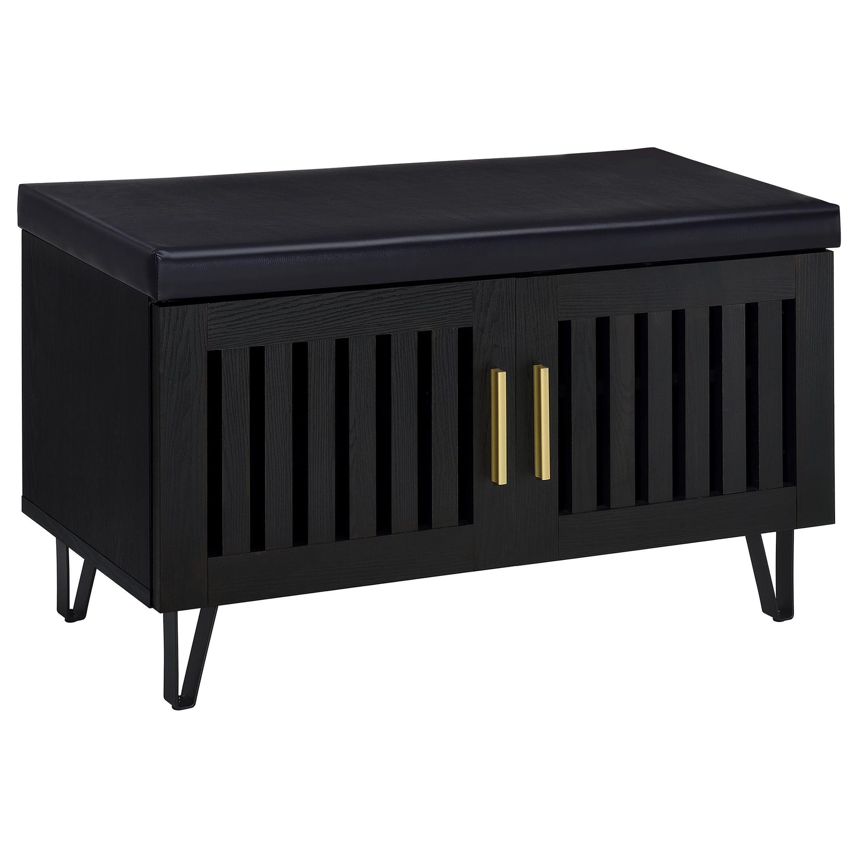 Brixton Black 2-door Padded Entryway Shoe Storage Bench - Ornate Home