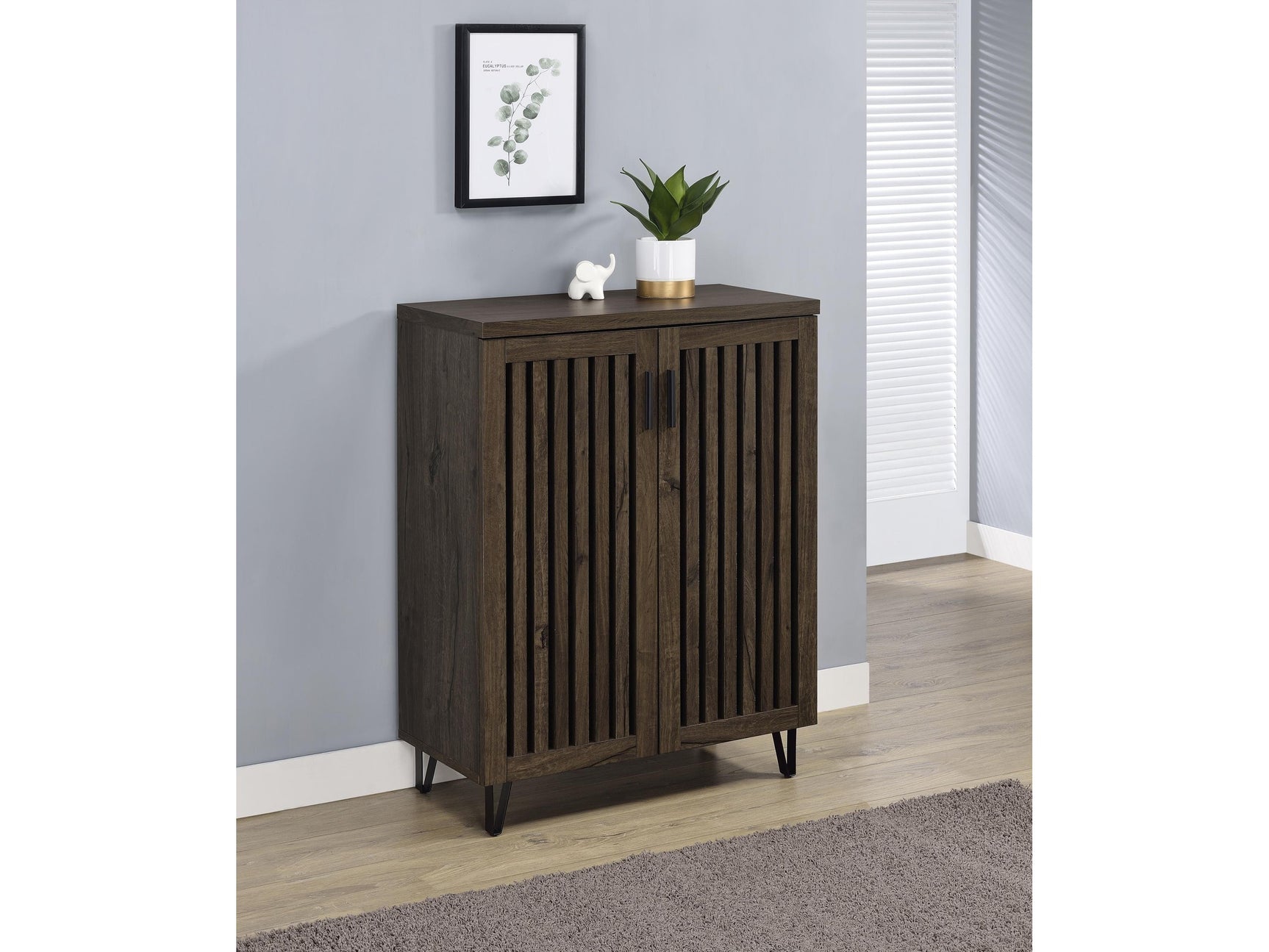 Brixton Smoked Oak 2-door Entryway Shoe Storage Cabinets - Ornate Home