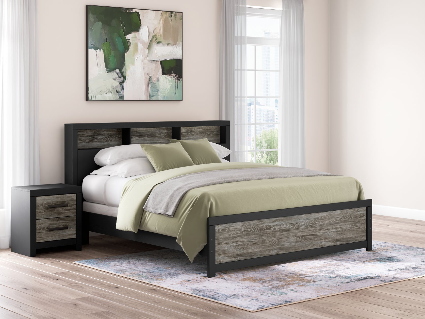 Broachmyn Black/Gray King Bookcase Panel Bed (Online Special Price) - Ornate Home
