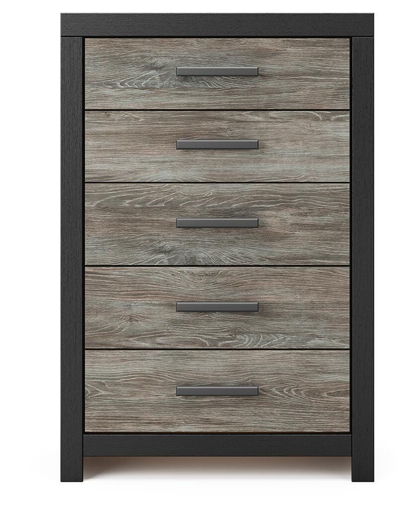 Broachmyn Black/Gray Queen Bookcase Bed, Chest and Nightstand - Ornate Home