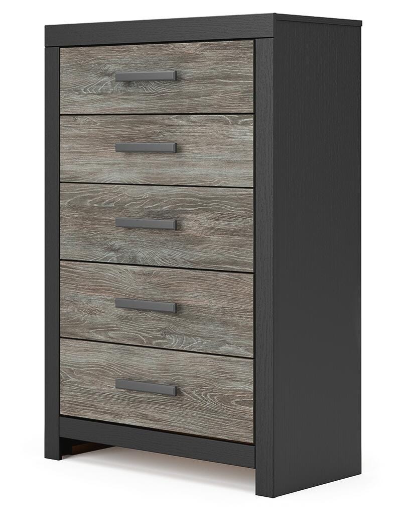 Broachmyn Black/Gray Queen Bookcase Bed, Chest and Nightstand - Ornate Home