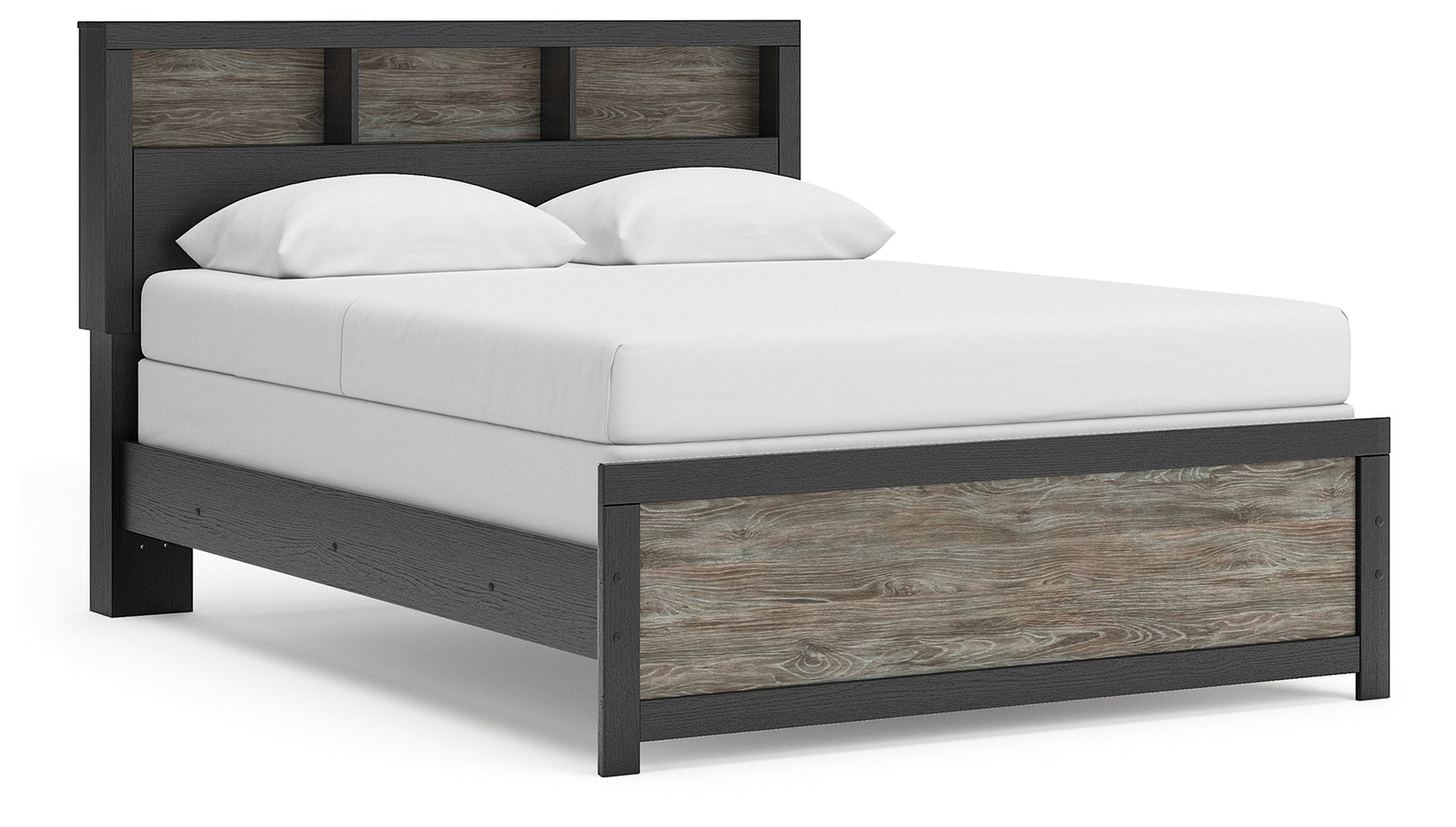 Broachmyn Black/Gray Queen Bookcase Panel Bed, Dresser and Nightstand (Online Special Price) - Ornate Home